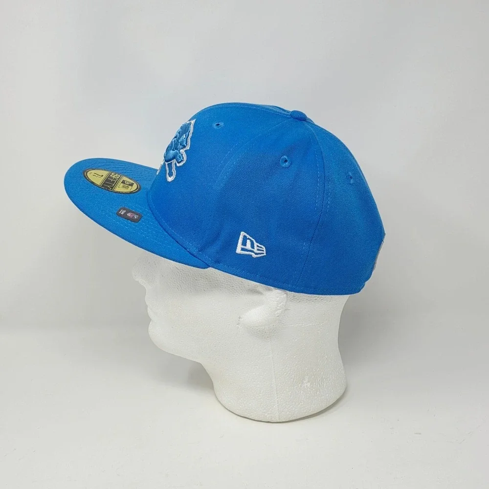 New Era 59FIFTY Detroit Lions Mens Size 7 3/8 Core Classic Logo Blue Hat Cap NFL